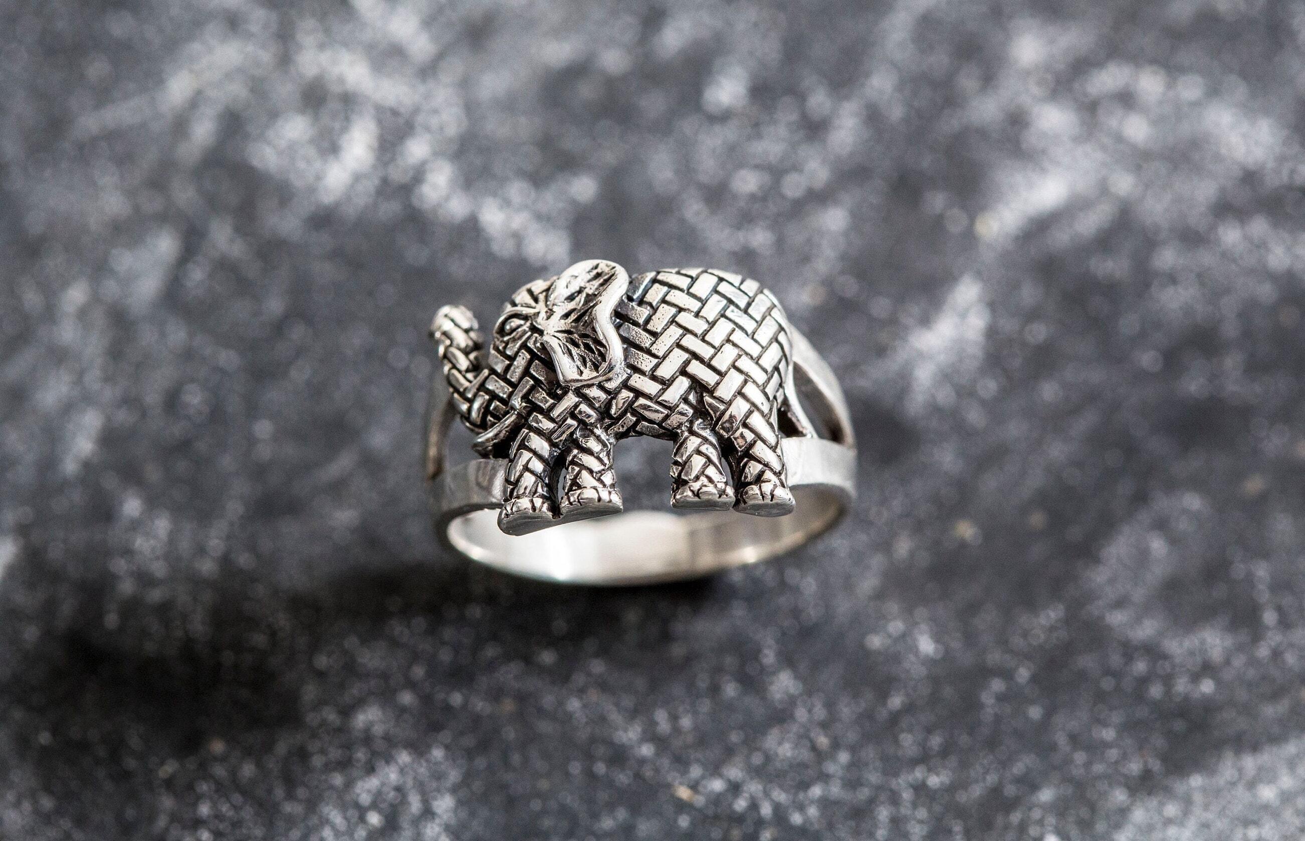 Elephant Ring, Solid Silver Ring, Artistic Ring, Animal Ring, Vintage Ring, Silver Band, Lucky Charm Ring, Animal Design, Silver Elephant