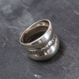Wide Silver Ring - Triple Band Ring - Chunky Vintage Ring