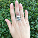 Wide Silver Ring - Triple Band Ring - Chunky Vintage Ring