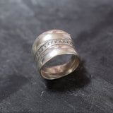 Wide Silver Ring - Triple Band Ring - Chunky Vintage Ring