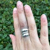 Wide Silver Ring - Triple Band Ring - Chunky Vintage Ring