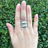 Wide Silver Ring - Triple Band Ring - Chunky Vintage Ring