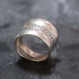 Wide Silver Ring - Triple Band Ring - Chunky Vintage Ring