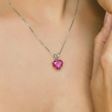 Pink Heart Pendant - Heart Alexandrite Pendant, Pink Stone Pendant