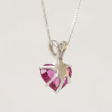 Pink Heart Pendant - Heart Alexandrite Pendant, Pink Stone Pendant