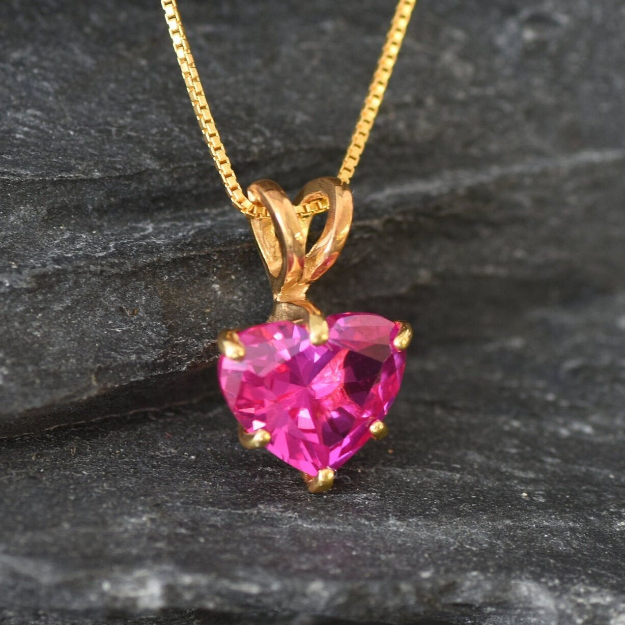 Pink Heart Pendant, Created Alexandrite, Alexandrite Pendant, Pink Necklace, Love Pendant, Heart Pendant, Alexandrite Necklace, Solid Silver(1)