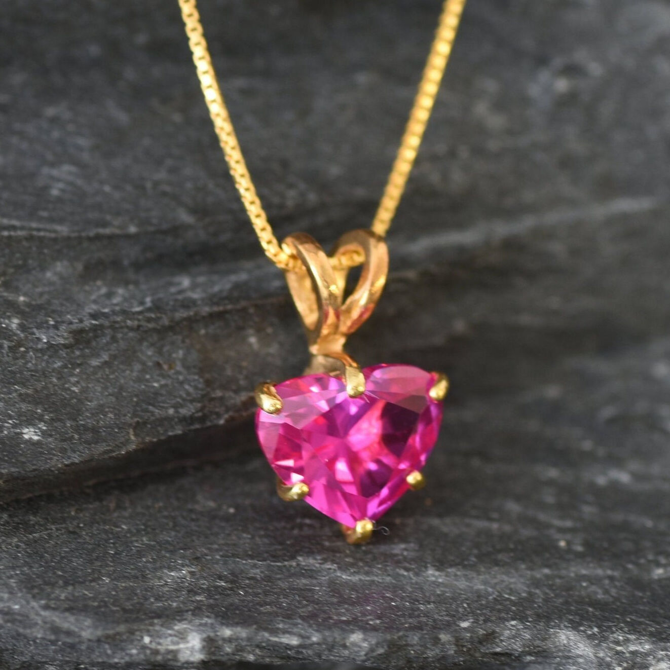 Pink Heart Pendant, Created Alexandrite, Alexandrite Pendant, Pink Necklace, Love Pendant, Heart Pendant, Alexandrite Necklace, Solid Silver(1)