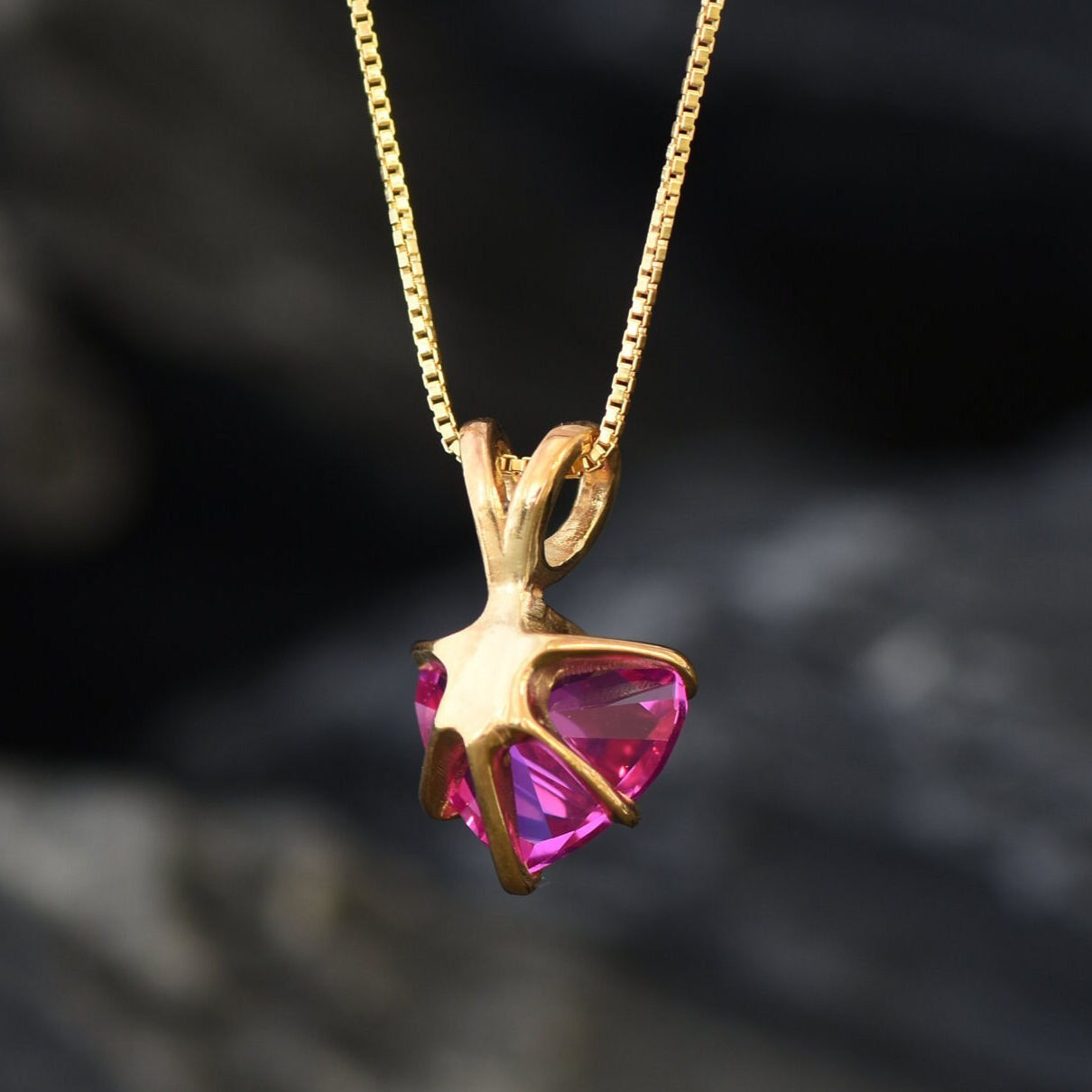 Pink Heart Pendant, Created Alexandrite, Alexandrite Pendant, Pink Necklace, Love Pendant, Heart Pendant, Alexandrite Necklace, Solid Silver(1)