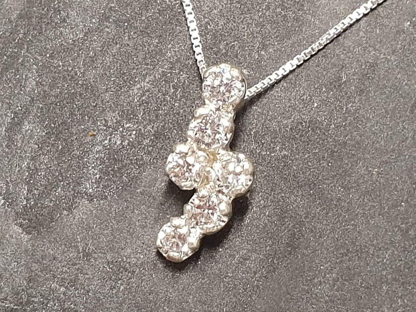 Dainty Diamond Pendant, Created CZ Diamond, Vintage Pendant, Dainty Necklace, Sparkly Pendant, Sterling Silver Pendant, Diamond Necklace