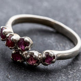 Natural Ruby Ring - Red Bypass Ring - 6 Stone Vintage Ring