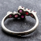 Natural Ruby Ring - Red Bypass Ring - 6 Stone Vintage Ring