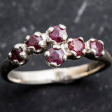 Natural Ruby Ring - Red Bypass Ring - 6 Stone Vintage Ring