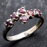 Natural Ruby Ring - Red Bypass Ring - 6 Stone Vintage Ring