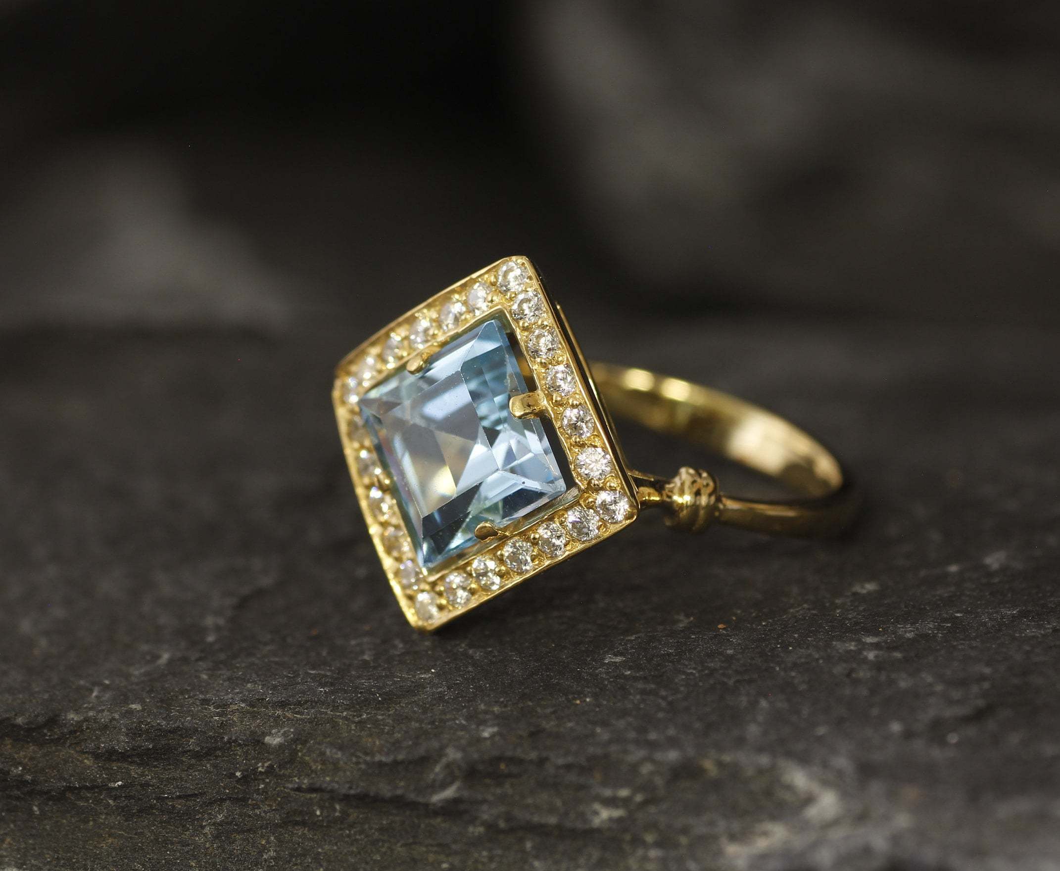 Blue Topaz Ring, Natural Blue Topaz, Topaz Engagement Ring, Vintage Topaz Ring, Vintage Ring, Topaz Ring, December Birthstone, Silver Ring(1)