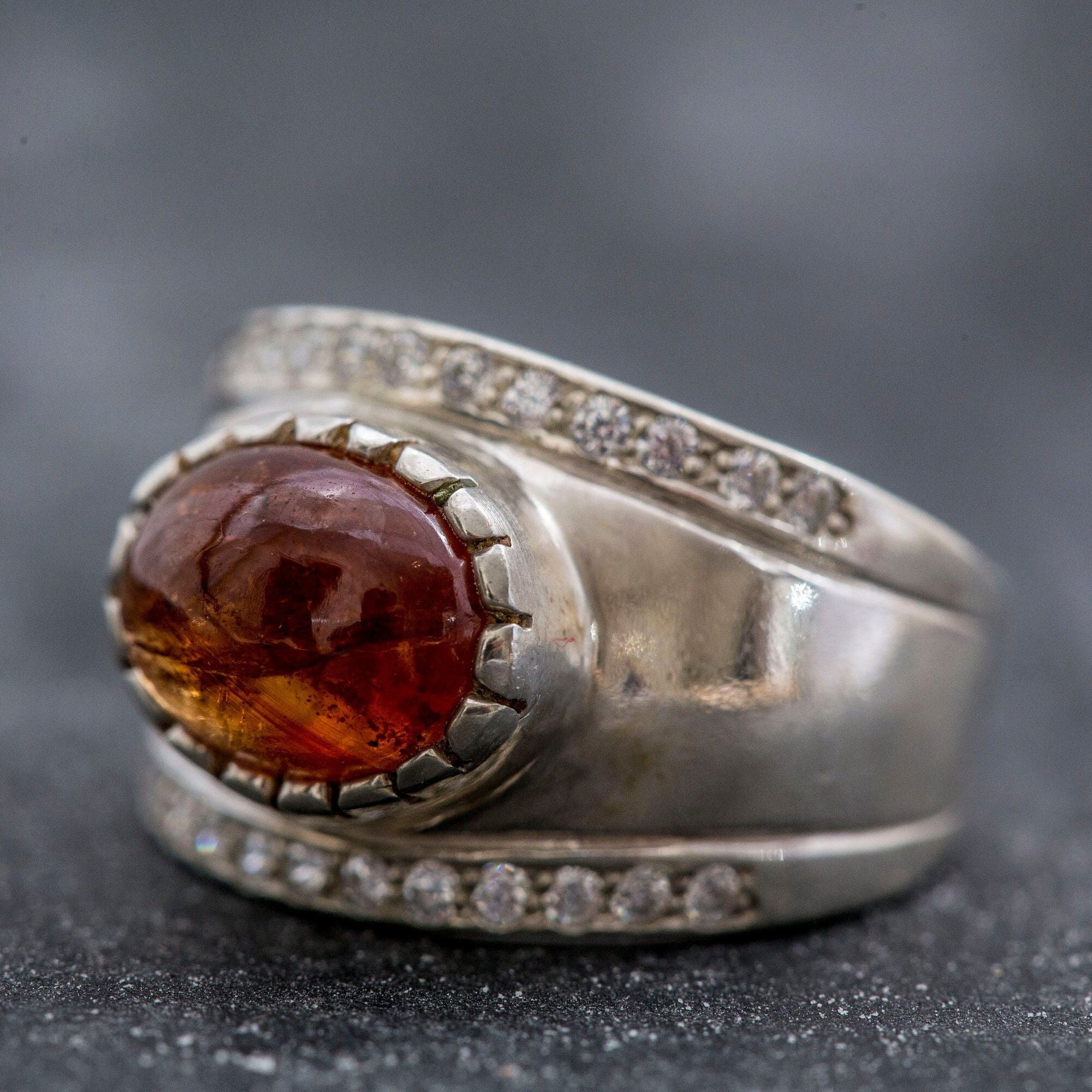 Tourmaline Ring, Natural Tourmaline, October Birthstone, Silver Band Ring, October Ring, Wide Band Ring, Solid Silver Ring, Tourmaline