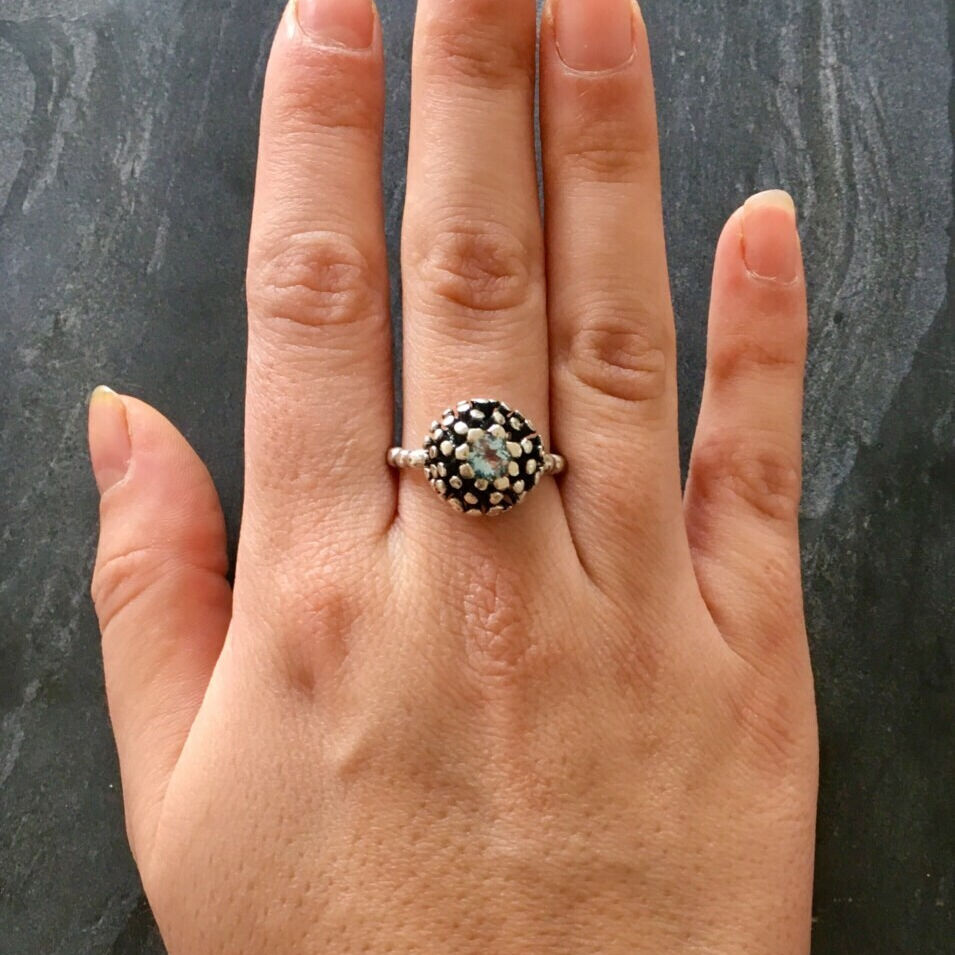 Blue Topaz Ring, Natural Topaz, December Birthstone, Vintage Ring, Topaz Ring, Statement Ring, Unique Ring, Solid Silver Ring, Pure Silver