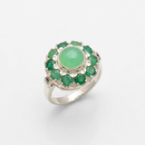 Flower Emerald Ring - Genuine Emerald Ring - Green Flower Ring