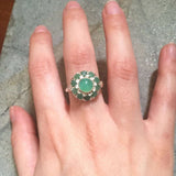 Victorian Ring, Natural Emerald, Chrysoprase Ring, Green Round Ring, May Birthstone, Antique Ring, Vintage Ring, May Ring, 925 Silver Ring