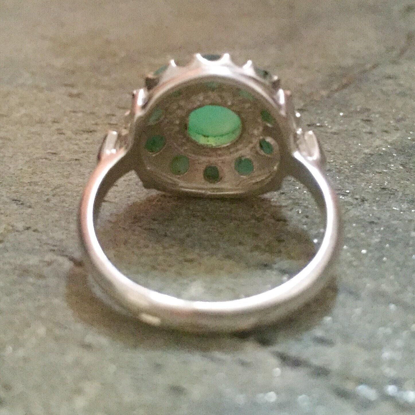 Victorian Ring, Natural Emerald, Chrysoprase Ring, Green Round Ring, May Birthstone, Antique Ring, Vintage Ring, May Ring, 925 Silver Ring