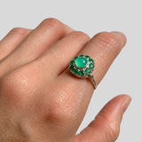 Flower Emerald Ring - Genuine Emerald Ring - Green Flower Ring