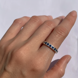 925 Sterling Silver Ring with Channel-Set Round Blue Sapphire, symbolizing faithfulness, perfect for everyday elegance and gifting.