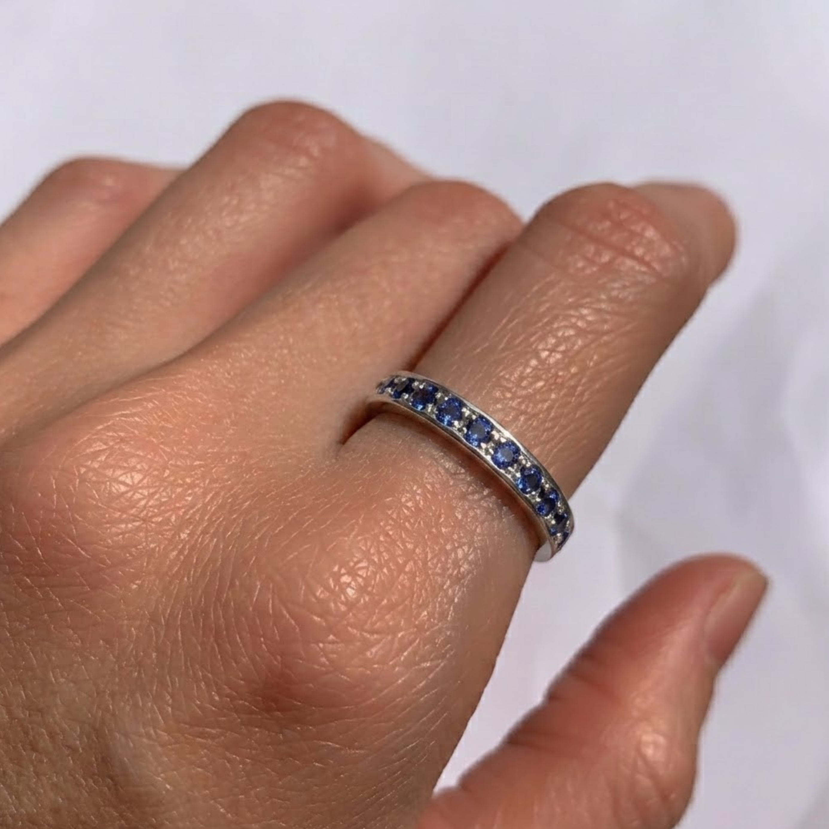 Round Blue Sapphire in Channel-Set, 925 Sterling Silver Ring, perfect for daily wear and thoughtful September birthday gifts.