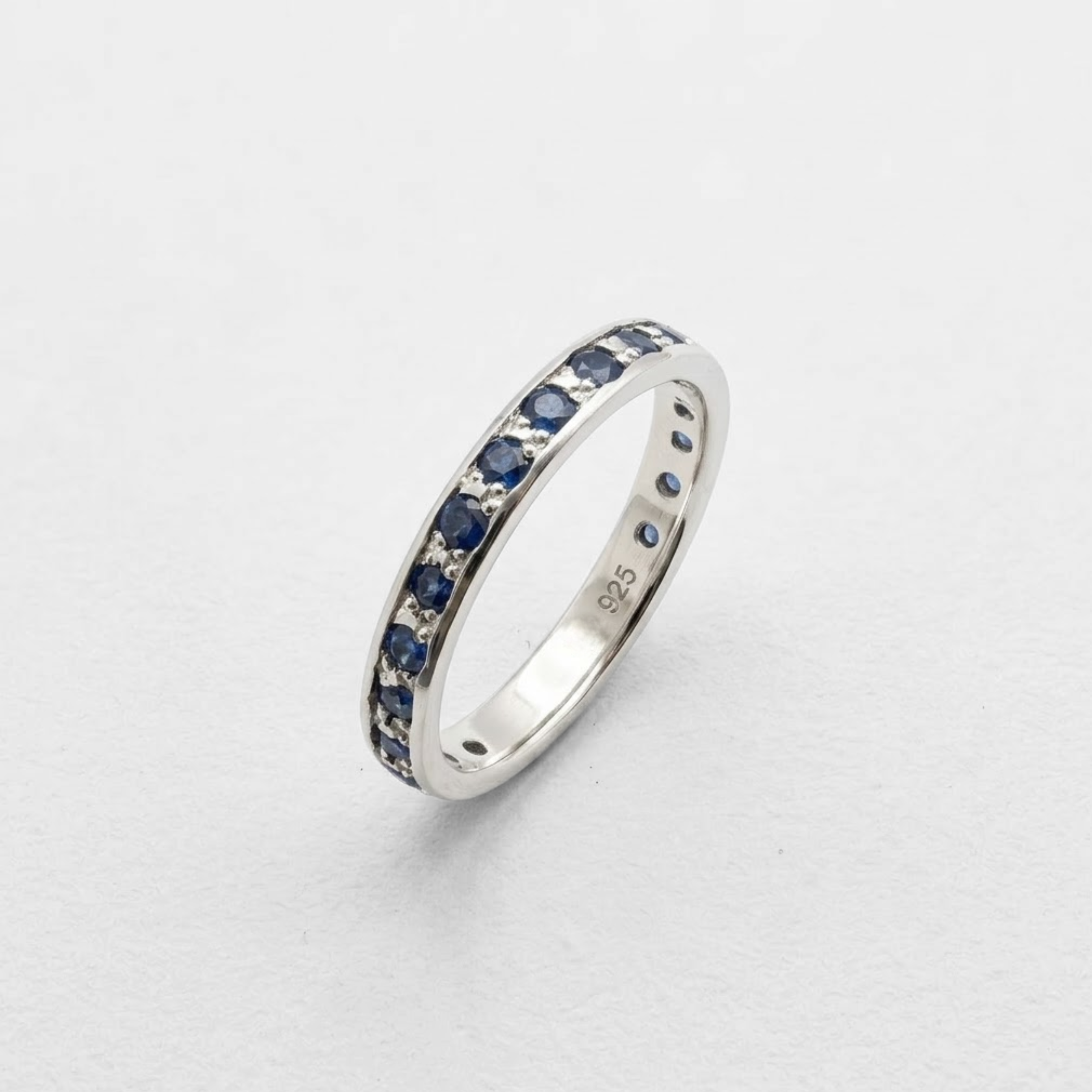 Natural Sapphire Ring made in 925 Sterling Silver with Round Natural Blue Sapphire in Channel-Set setting, September Birthstone gift idea, symbolizes sincerity, truth, and faithfulness, ideal for everyday wear and perfect for birthday gifting and special occasions.