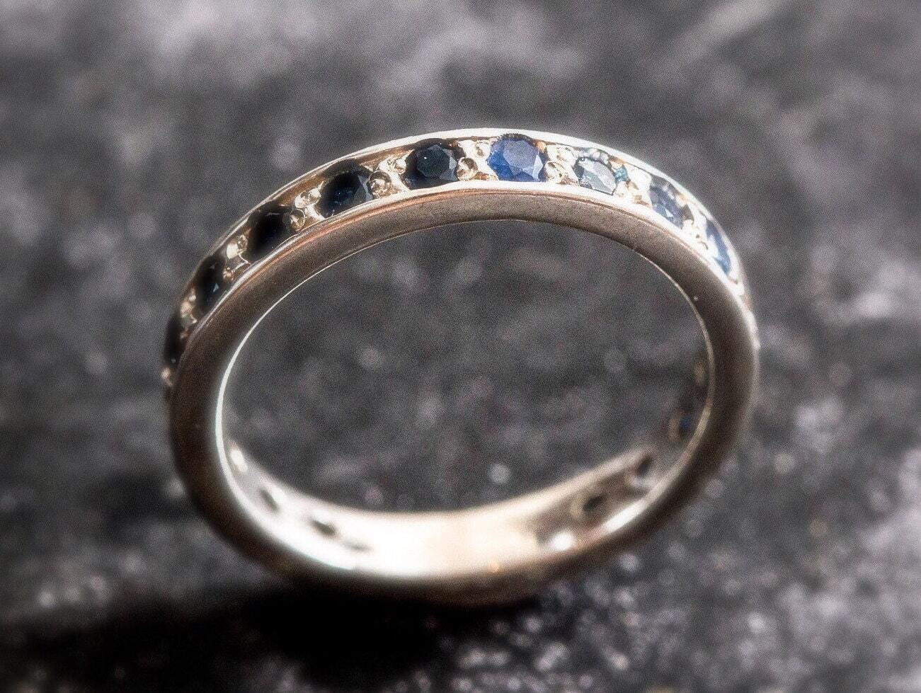 Natural Sapphire Band - Eternity Sapphire Ring, September Birthstone Ring