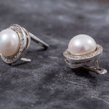 Pearl Statement Earrings - White Pearl Studs - Pearl Classy Earrings