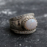 Natural Australian Opal Ring made in 925 Sterling Silver with Natural White Australian Opal in setting, October Birthstone gift idea, symbolizes hope, purity, and truth, ideal for everyday wear and perfect for birthday gifting and special occasions.