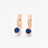Gold Sapphire Earrings - Blue Drop Earrings - Dainty Vintage Studs