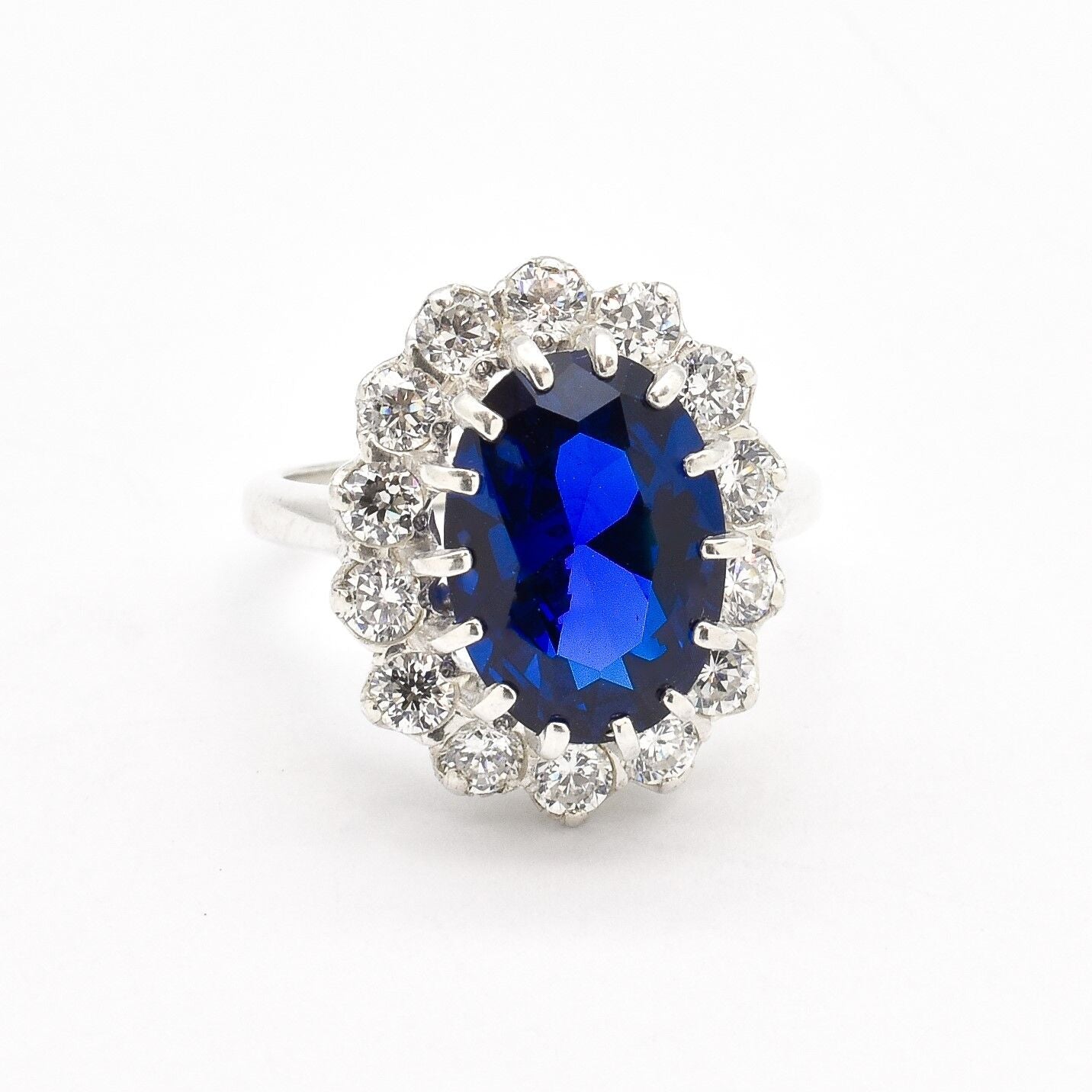 Blue Sapphire Ring, Created Sapphire, Blue Sapphire, Princess Di Ring, Royal Blue Ring, Blue Ring, Promise Ring, Anniversary Ring, Sapphire