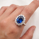 Elegant 925 Sterling Silver ring featuring a stunning Oval Created Blue Sapphire, perfect for birthdays and special occasions.