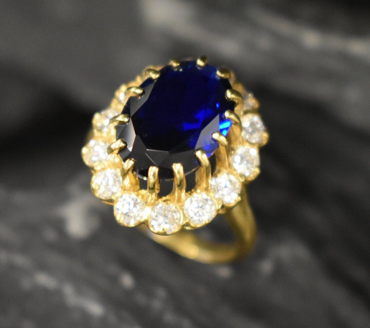 Blue Sapphire Ring, Created Sapphire, Blue Sapphire, Princess Di Ring, Royal Blue Ring, Blue Ring, Promise Ring, Anniversary Ring, Sapphire(1)