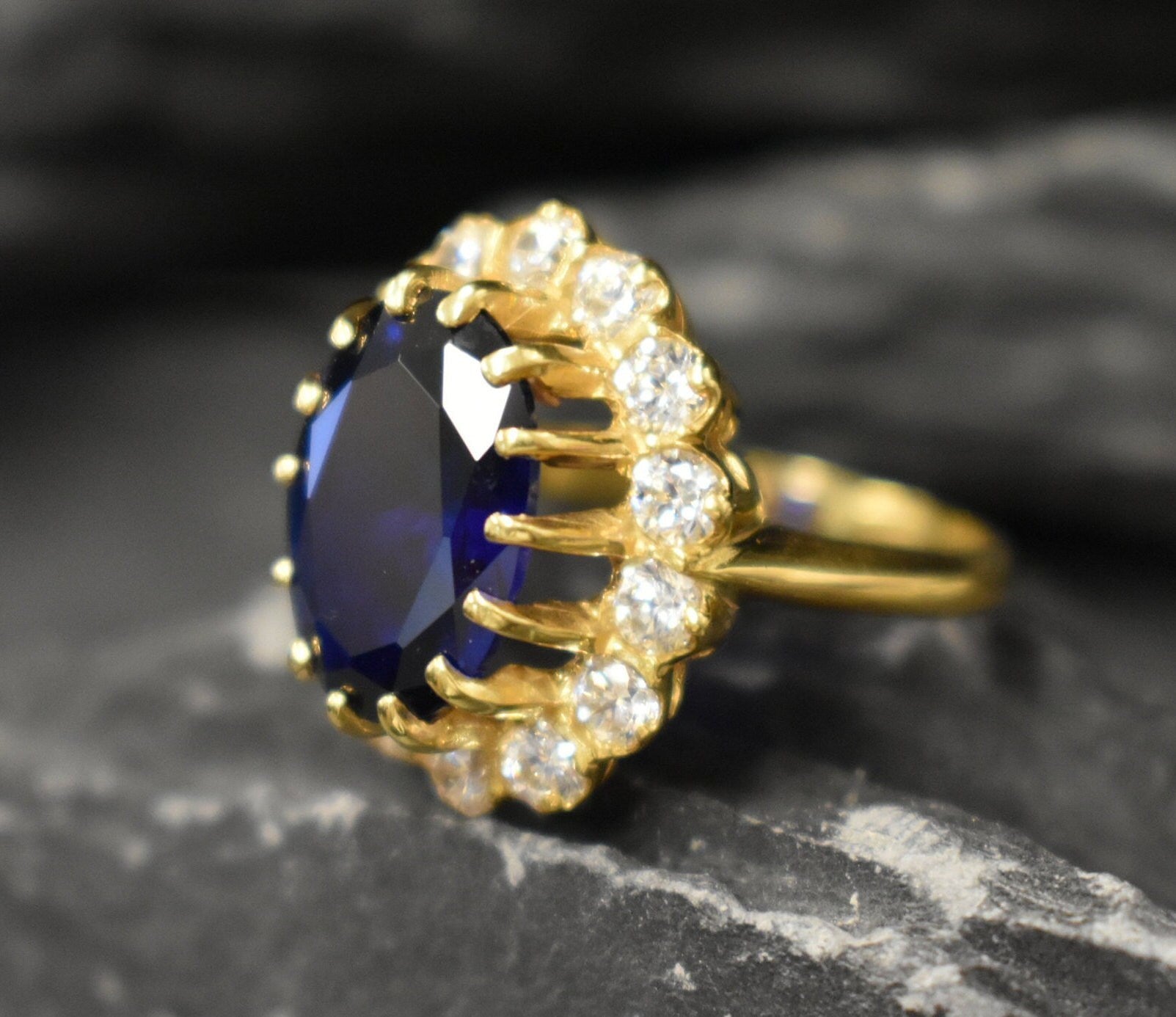 Blue Sapphire Ring, Created Sapphire, Blue Sapphire, Princess Di Ring, Royal Blue Ring, Blue Ring, Promise Ring, Anniversary Ring, Sapphire(1)