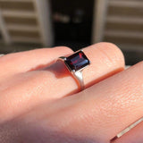 Square Garnet Ring - Natural Garnet Ring, Red Solitaire Ring