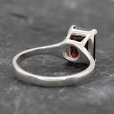 Square Garnet Ring - Natural Garnet Ring, Red Solitaire Ring