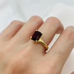 Charming 18k Gold Vermeil Solitaire Garnet Ring, perfect for celebrating love, passion, and January birthdays with style.