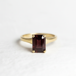 Stunning 18k Gold Vermeil Garnet Ring, features a solitaire design, ideal for everyday elegance and meaningful gifts.