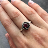 Real Ruby Ring, Flower Ring, Natural Ruby, Vintage Ruby Ring, July Birthstone Ring, Mothers Birthstone, Red Rose Ring, Solid Silver Ring