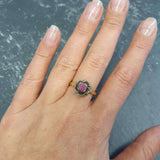 Ruby Gold Ring - Vintage Rose Ring - Flower Ruby Ring