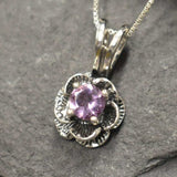 Genuine Amethyst Necklace - Purple Flower Pendant - February Birthstone Necklace