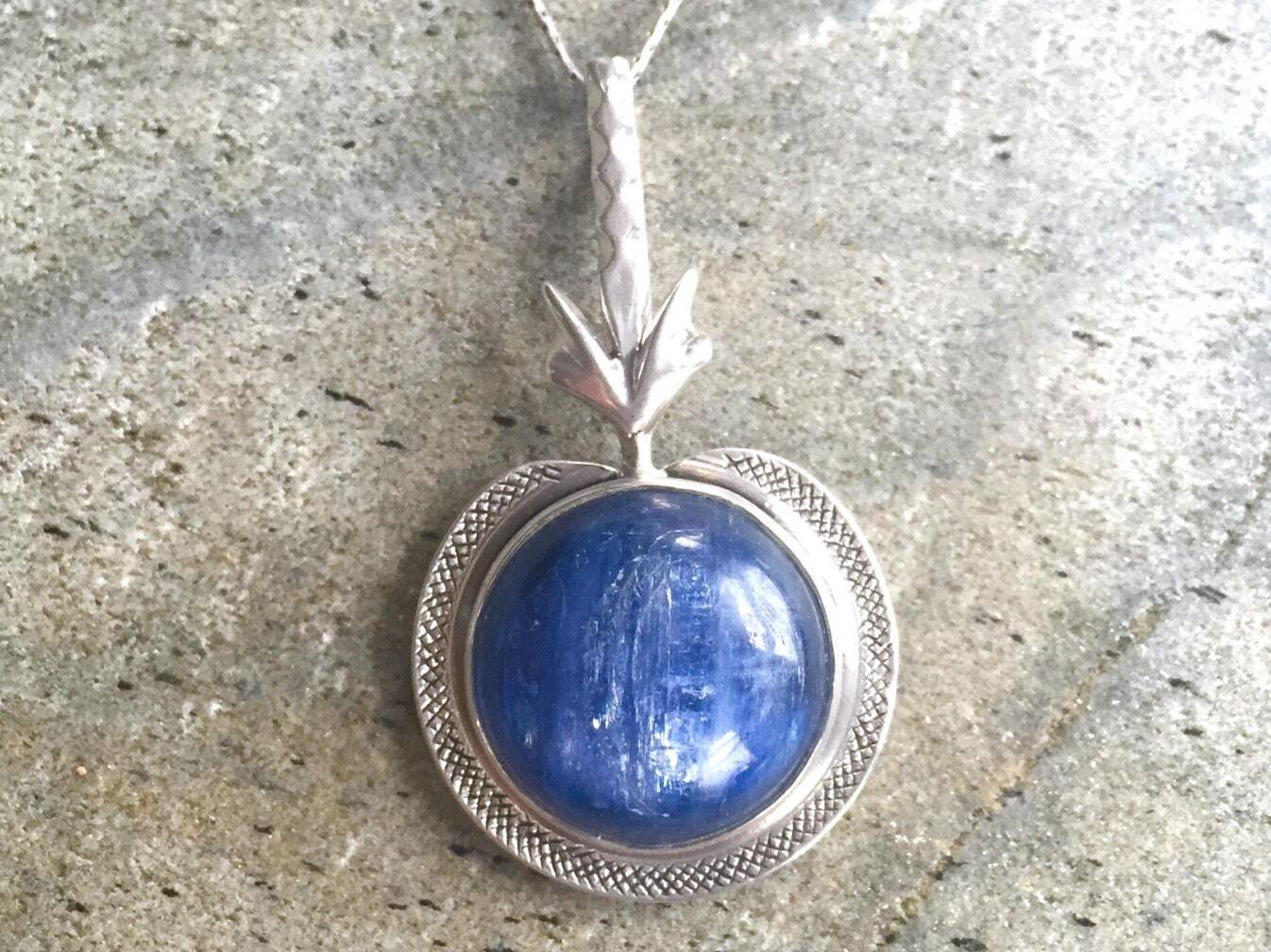 Kyanite Pendant, Blue Kyanite, Natural Kyanite, African Kyanite, Large Pendant, Blue Gem, Natural Stone Pendant, Big Gem, Silver Pendant