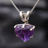 Purple Heart Pendant - Natural Amethyst Necklace, Love Pendant