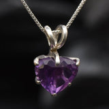 Purple Heart Pendant - Natural Amethyst Necklace, Love Pendant