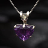 Purple Heart Pendant - Natural Amethyst Necklace, Love Pendant