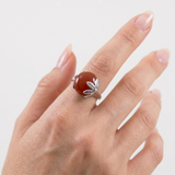 Leaf Carnelian Ring - Carnelian Boho Ring - Red Agate Ring