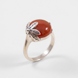 Leaf Carnelian Ring - Carnelian Boho Ring - Red Agate Ring