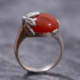 Leaf Carnelian Ring - Carnelian Boho Ring - Red Agate Ring