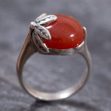 Leaf Carnelian Ring - Carnelian Boho Ring - Red Agate Ring